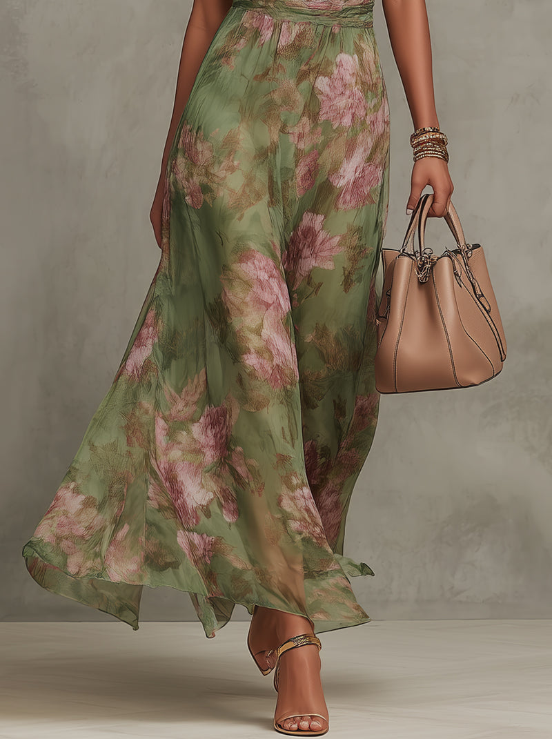 Camille | Robe maxi fleurie col licou