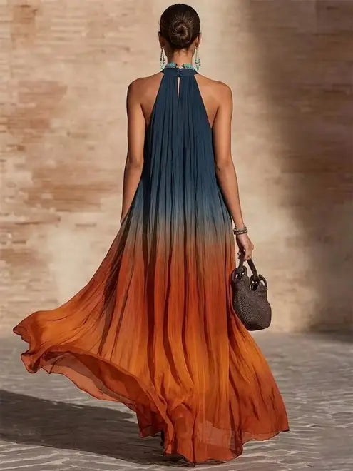 Paula | Robe longue avec encolure dos nu/en V, effet ombré