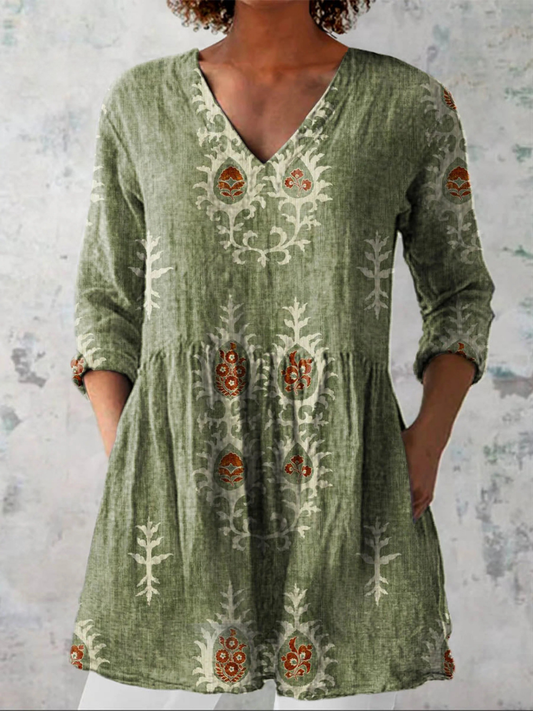 Elise | Blouse longue à col en V