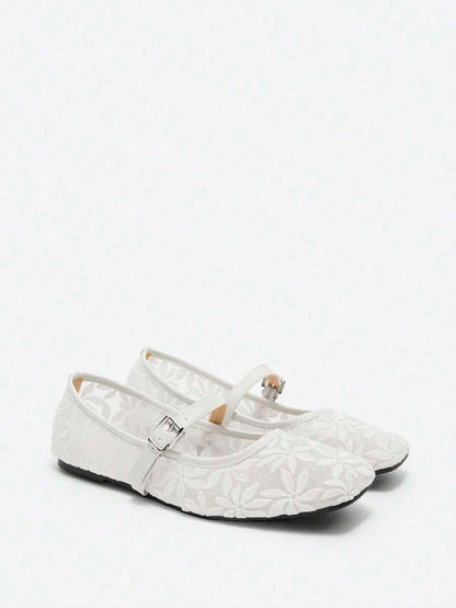 Jasmine - Ballerines Orthopédiques Mary Jane Broderie Florale