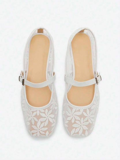 Jasmine - Ballerines Orthopédiques Mary Jane Broderie Florale