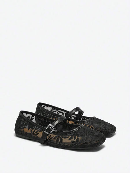 Jasmine - Ballerines Orthopédiques Mary Jane Broderie Florale