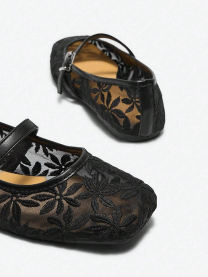 Jasmine - Ballerines Orthopédiques Mary Jane Broderie Florale