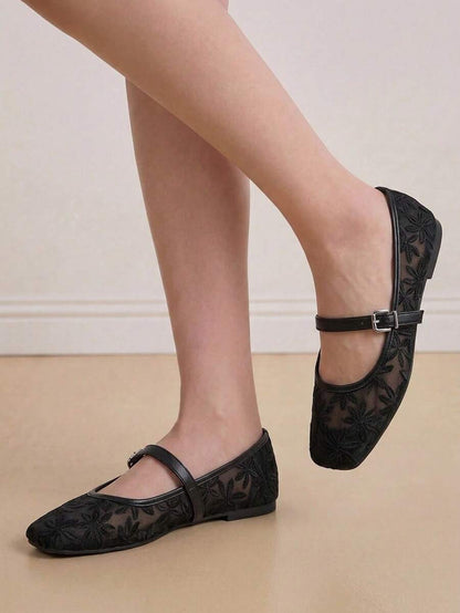 Jasmine - Ballerines Orthopédiques Mary Jane Broderie Florale