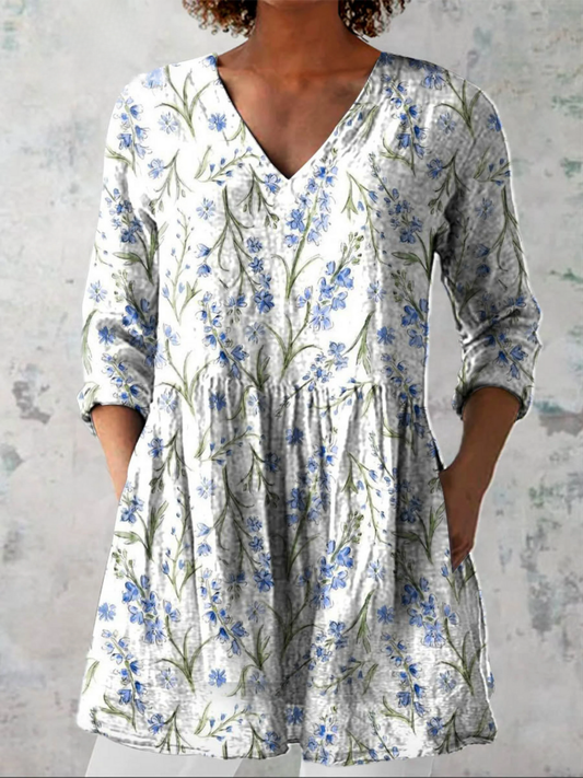 Jeanne | Longue blouse à col en V