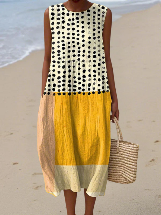 Lucie™ | Robe midi color-block à pois