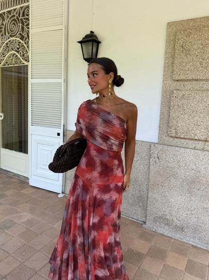 Robe longue epaules tombantes aquarelle