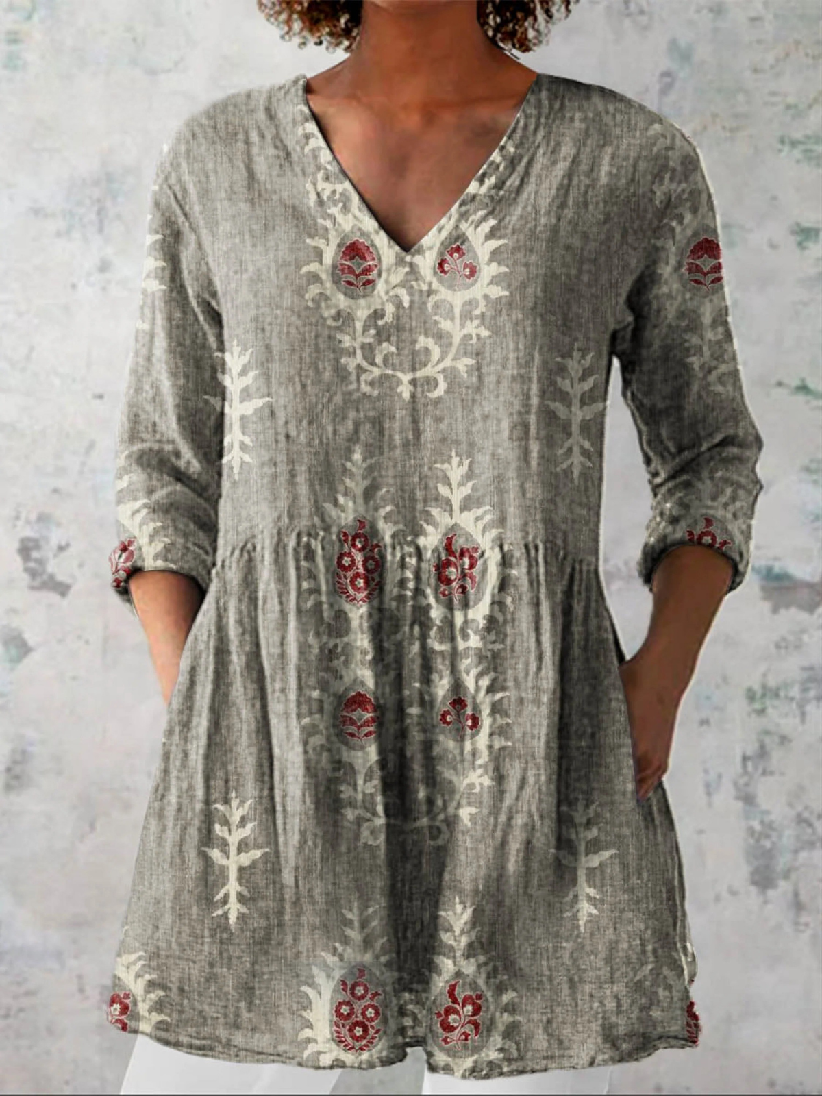 Elise | Blouse longue à col en V