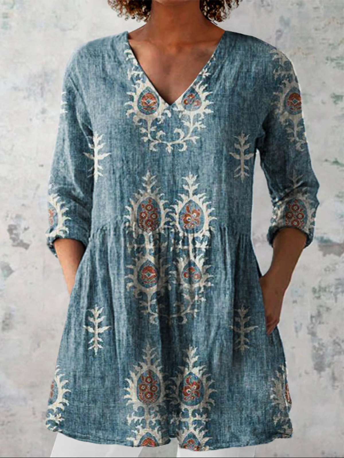 Elise | Blouse longue à col en V