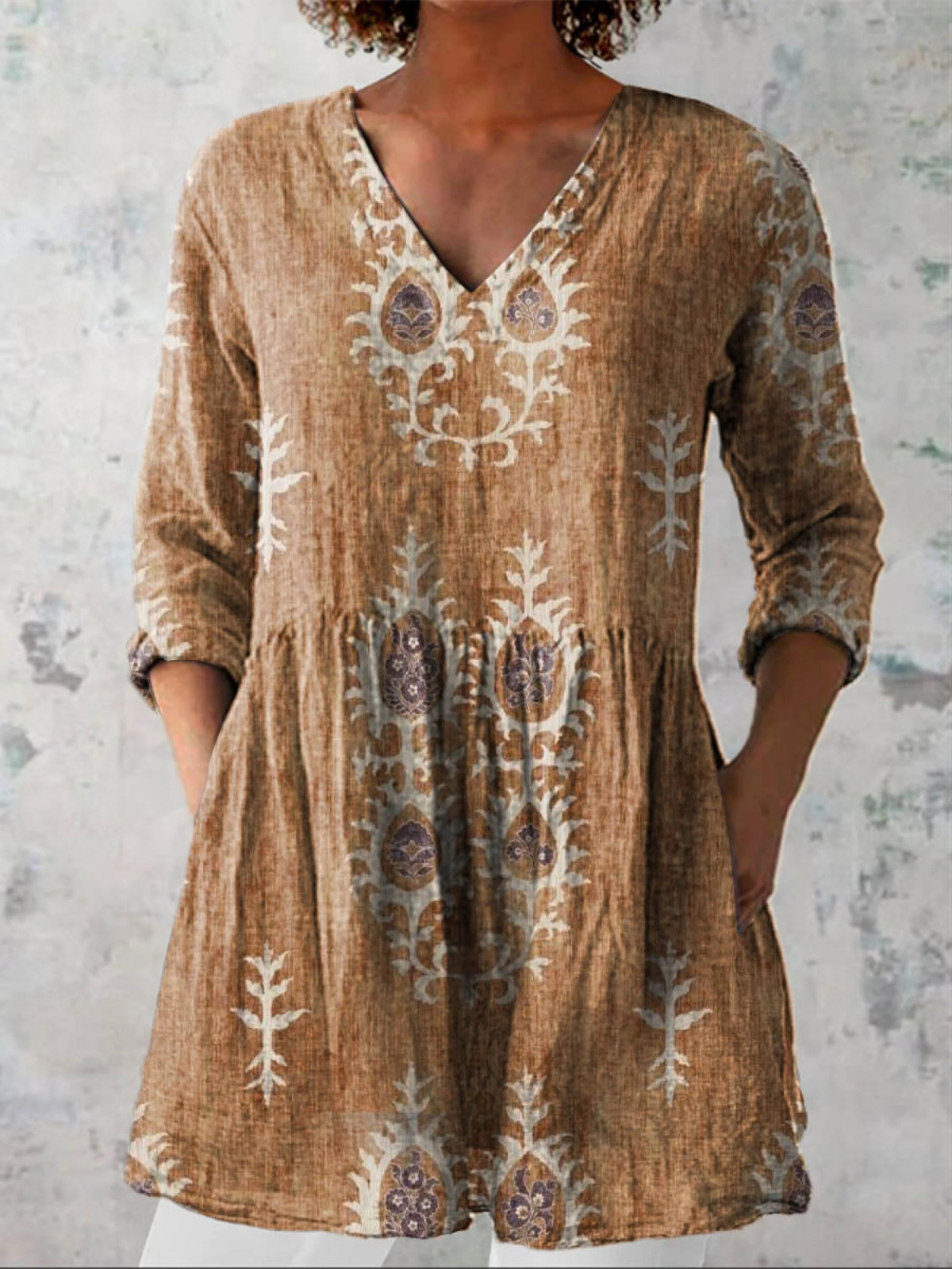 Elise | Blouse longue à col en V