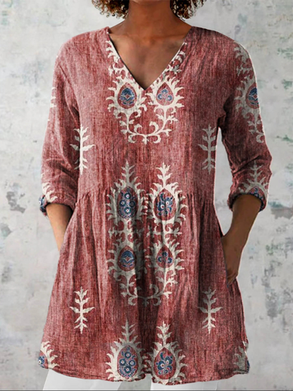 Elise | Blouse longue à col en V
