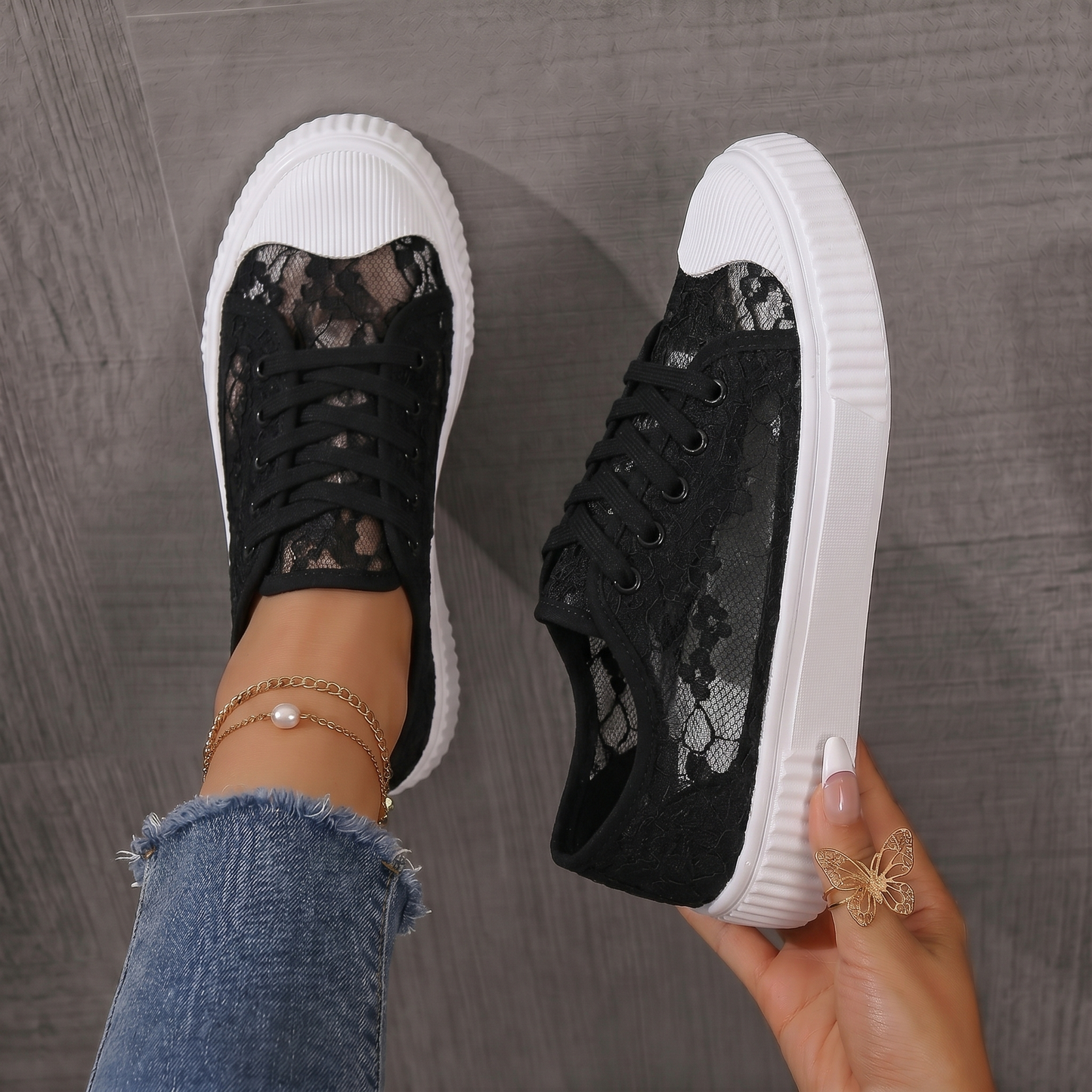 Flore | Baskets en Dentelle à Lacets