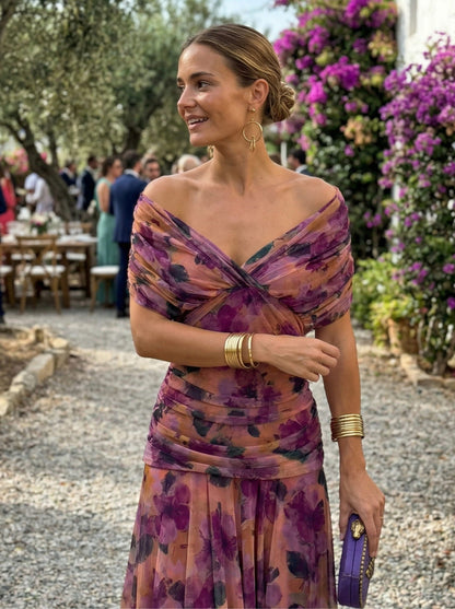Robe longue avec decollete en V