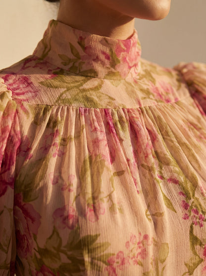 Séraphine | Robe longue fleurie col montant