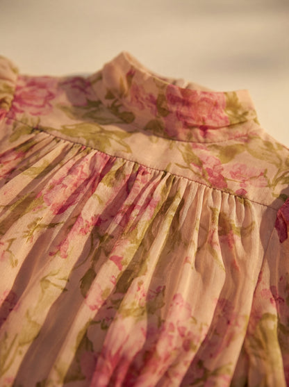 Séraphine | Robe longue fleurie col montant