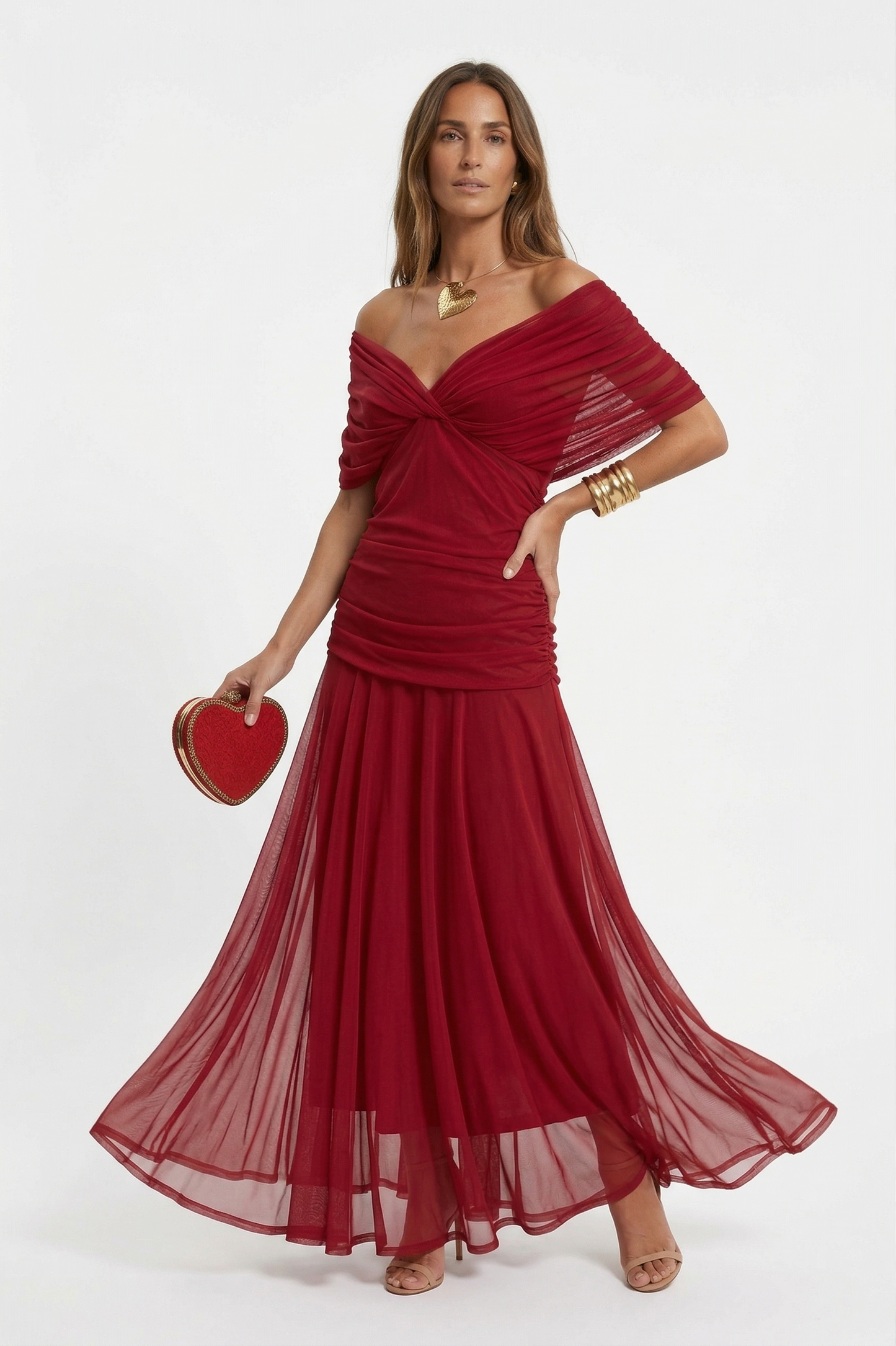 Robe longue avec decollete en V