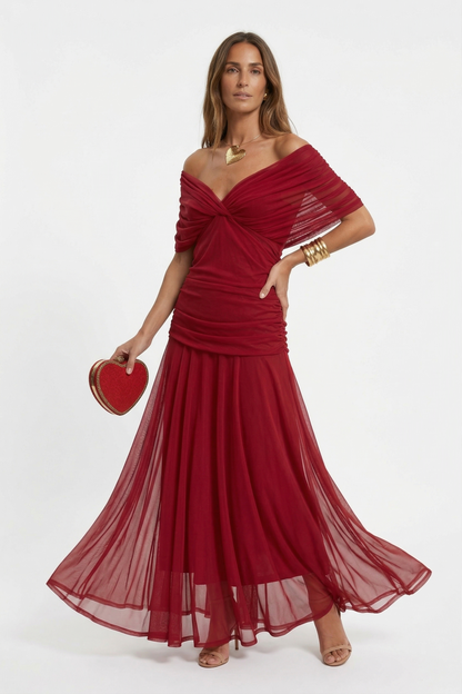 Robe longue avec decollete en V