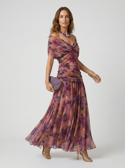 Robe longue avec decollete en V