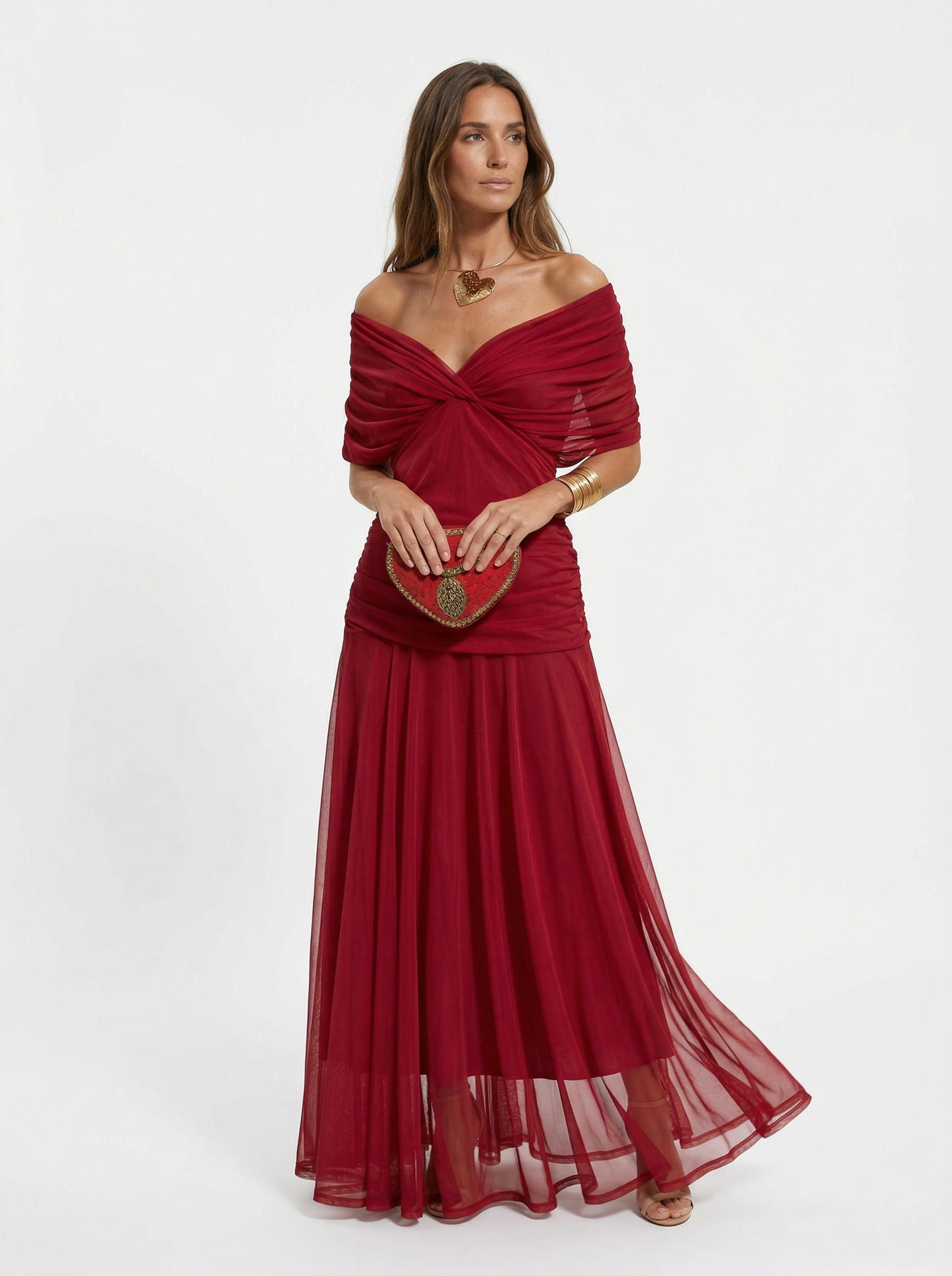 Robe longue avec decollete en V