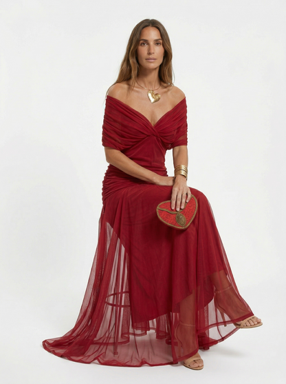 Robe longue avec decollete en V