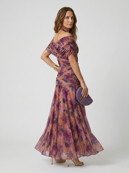 Robe longue avec decollete en V