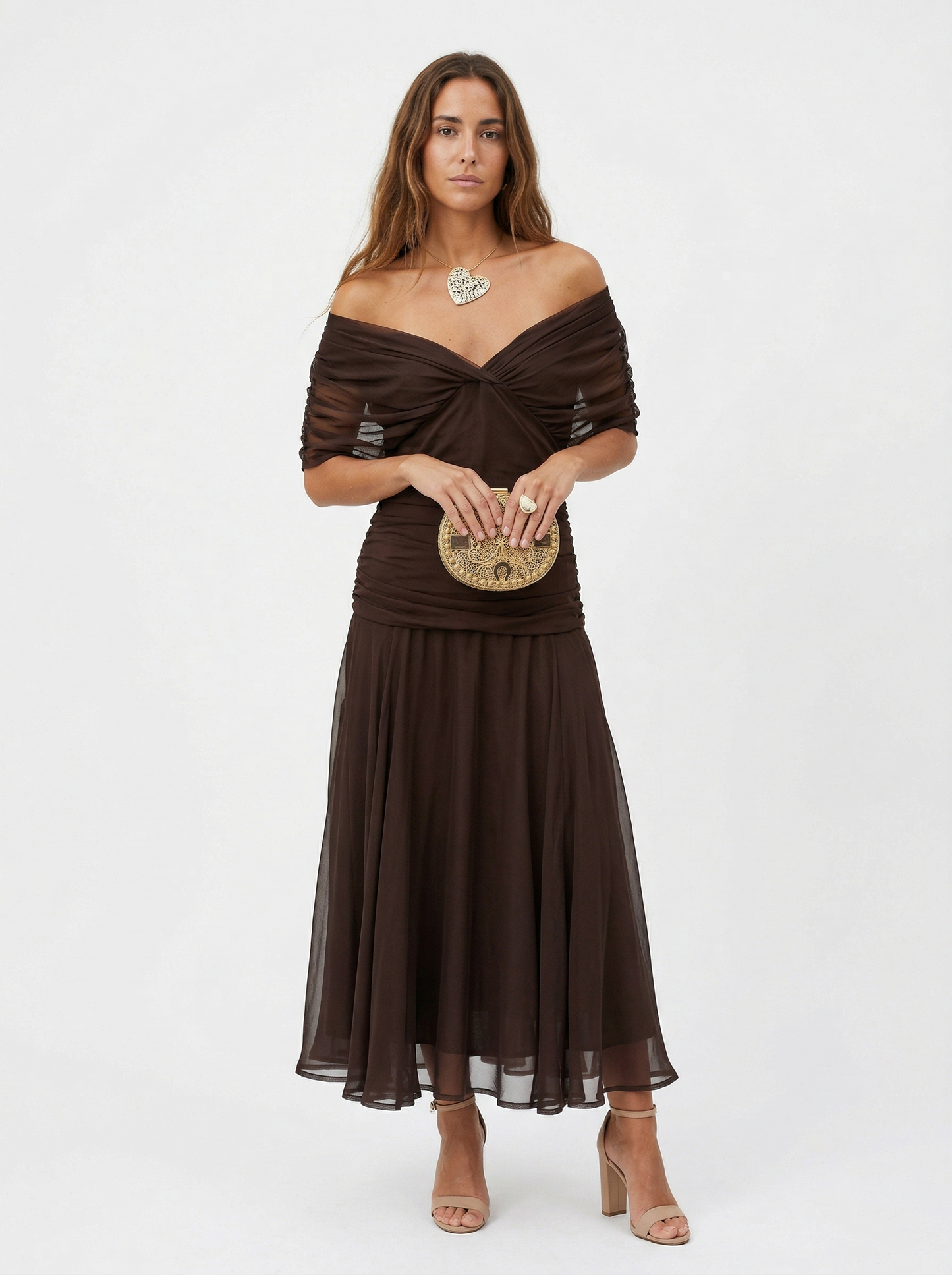Robe longue avec decollete en V
