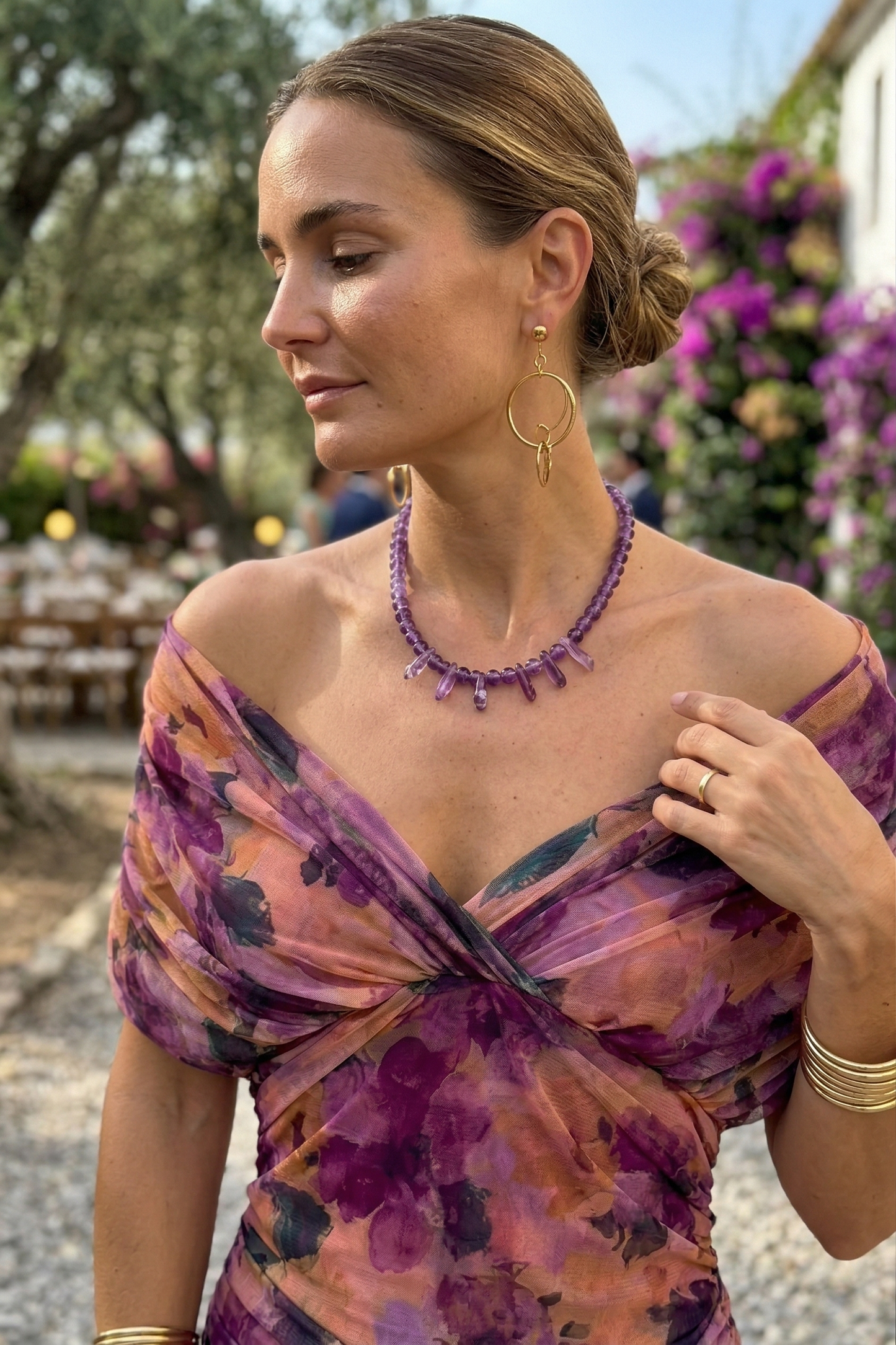 Robe longue avec decollete en V