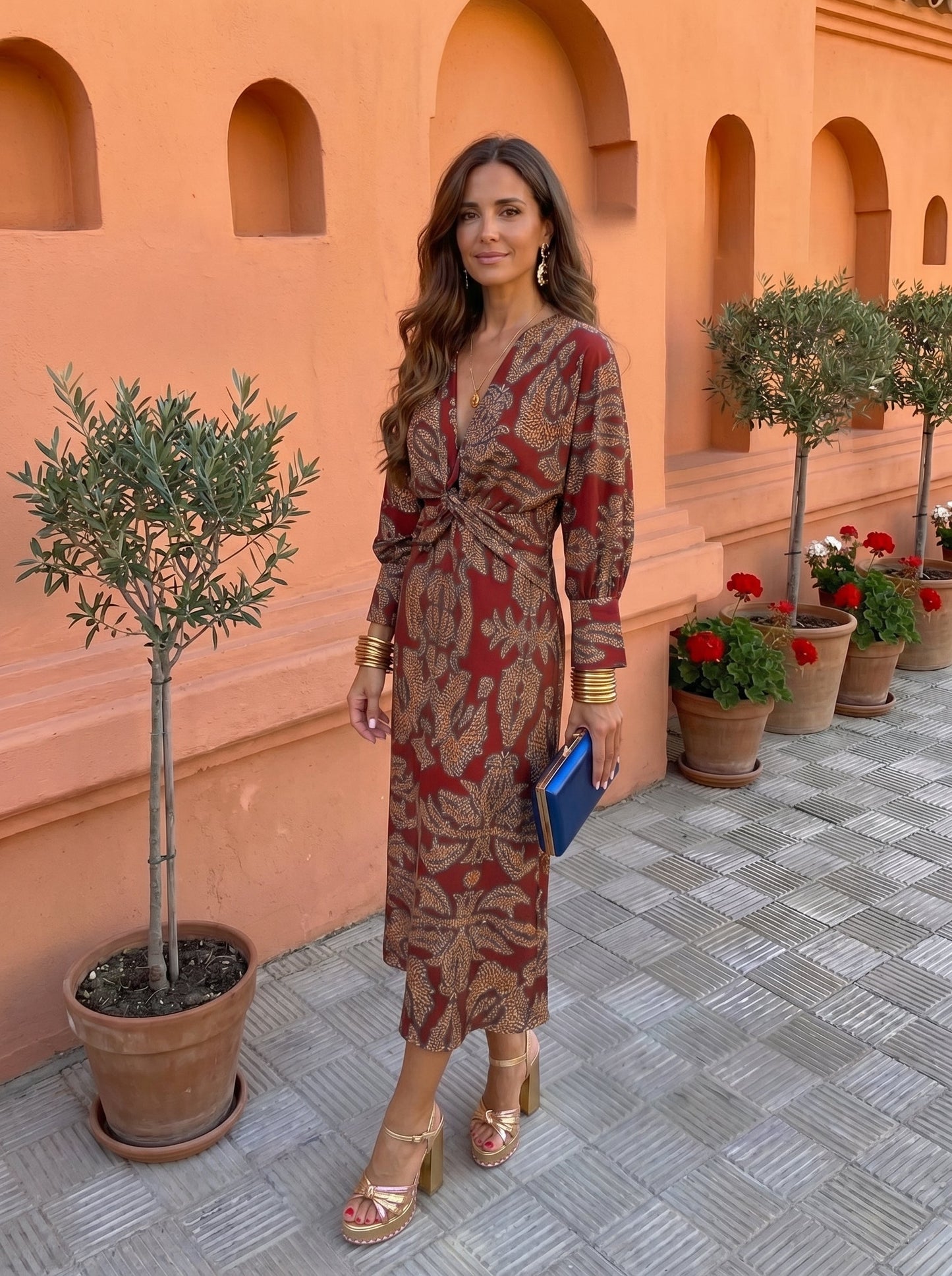 Robe midi imprimee