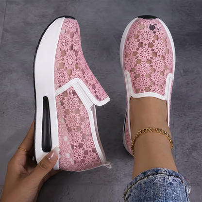 Aéra - Baskets en Dentelle Florale à Velcro