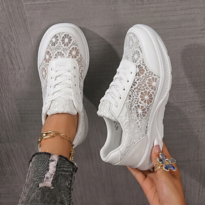 Perle | Baskets en Dentelle Florale à Lacets
