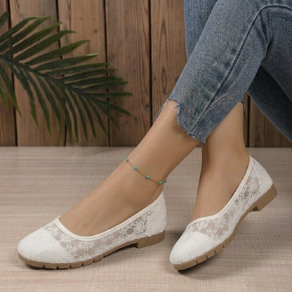 Blanche - Ballerines en Dentelle Florale