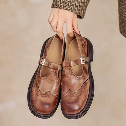 Elsbeth | Ballerines vintage en cuir avec bride en T