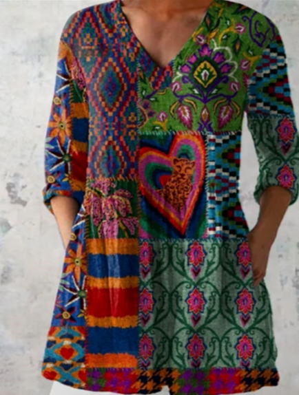 Delphine | Blouse longue avec col en V
