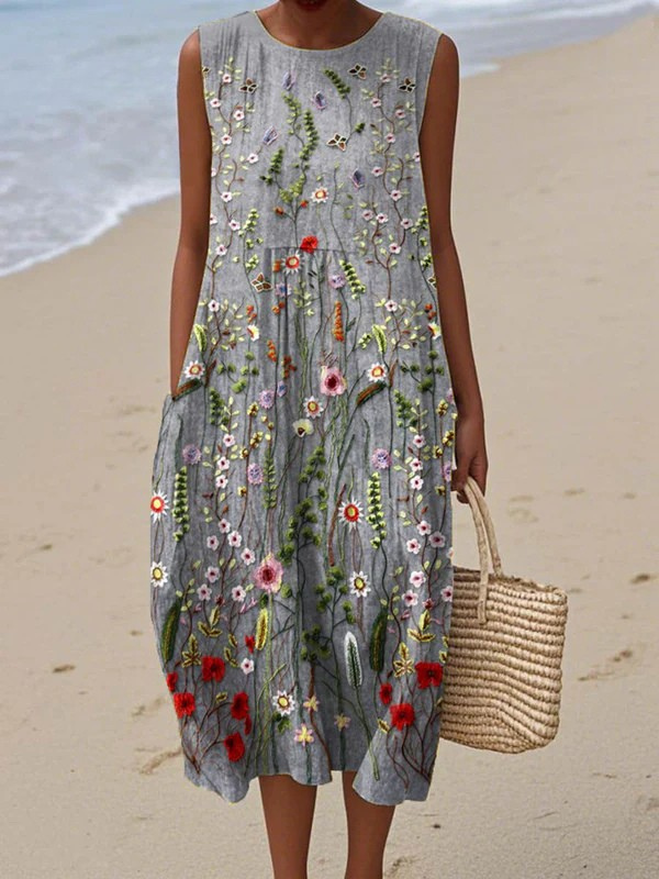 Kamila™ | Robe midi à fleurs sauvages