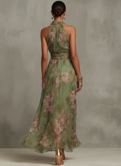 Camille | Robe maxi fleurie col licou