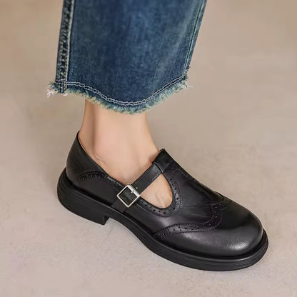 Elsbeth | Ballerines vintage en cuir avec bride en T