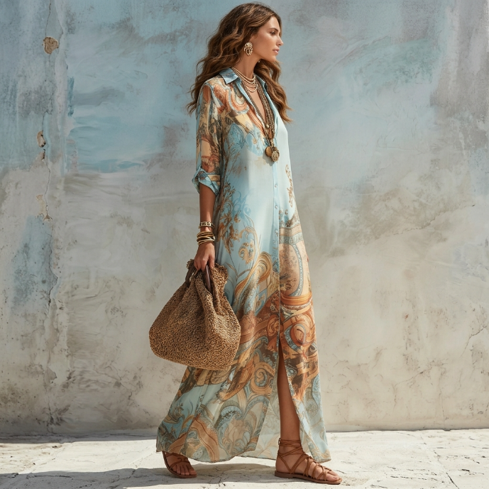 Simona | Robe chemise de style méditerranéen