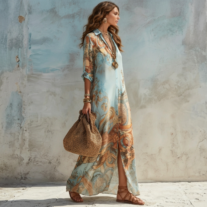 Simona | Robe chemise de style méditerranéen