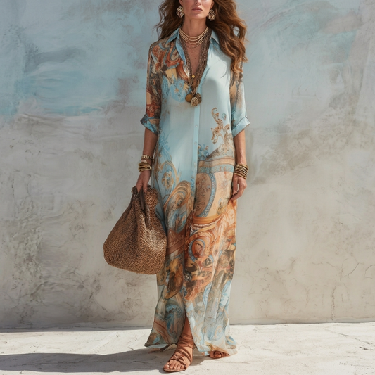 Simona | Robe chemise de style méditerranéen